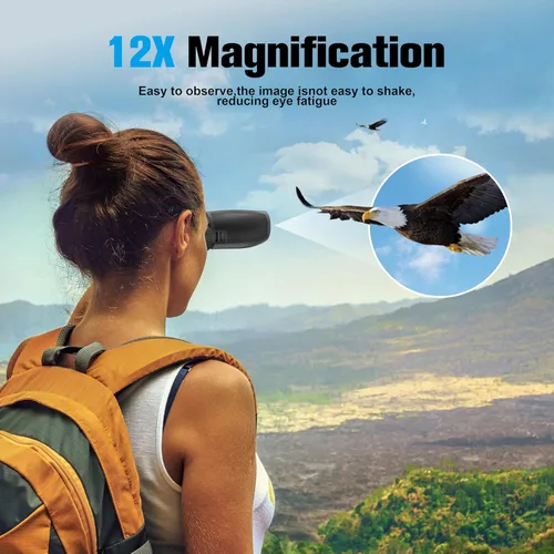 Miniatura 4 de Binoculares de 12 x 25 pulgadas para adultos y niños, binoculares compactos impermeables, binoculares de campo amplio de visión para observación