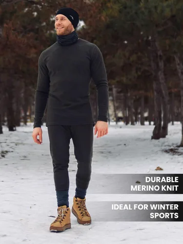 Miniatura 4 de Capa base de lana merino para hombre Pantalones 100% lana merino pesados, peso medio, ropa interior térmica Lite pantalones largos y calcetines