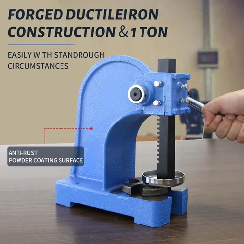 Miniatura 2 de Prensa manual de 1 tonelada, máquina de prensa de perforación de escritorio de hierro fundido resistente de 5.5 pulgadas de altura máxima