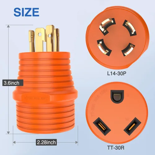 Miniatura 7 de Nilight Adaptador de corriente RV de 30 A a 30 A, enchufe de bloqueo de 4 clavijas, convertidor resistente de 125 voltios L14-30P a TT-30R 30 Amp