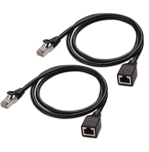 Miniatura 5 de Cable Matters Paquete de 2 cables de extensión Ethernet Cat 6 blindados cortos de 10 Gbps, 1.5 pies