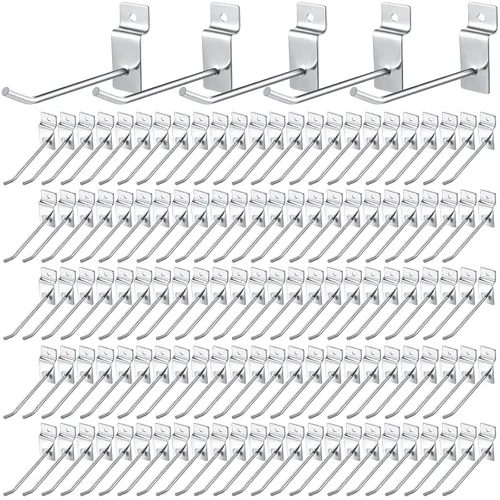 Moxweyeni - 100 piezas de ganchos de pared para paneles de listones resistentes, ganchos de pared de listones de metal para colgar, ganchos de pared