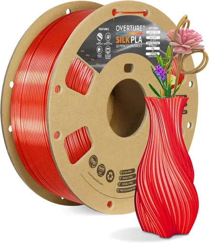 Miniatura 25 de OVERTURE - Paquete de filamento de seda PLA, sin obstrucciones, brillante, filamento metálico brillante para impresora 3D, carrete de 1 kg * 4