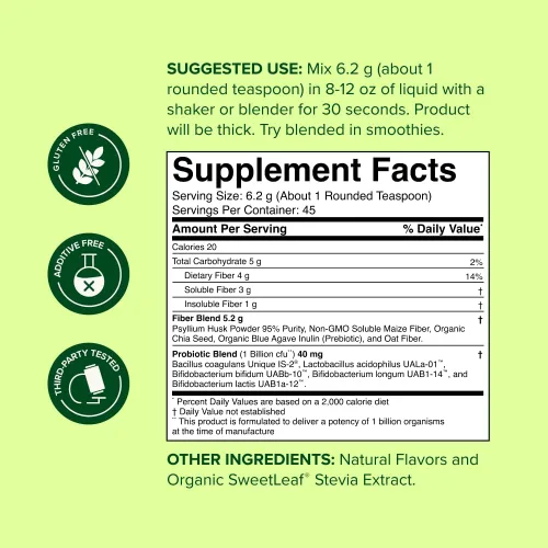 Miniatura 4 de nbpure Mezcla diaria de fibra en polvo para la salud digestiva, apoyo del colesterol, control saludable del peso, con fibra prebiótica, insoluble