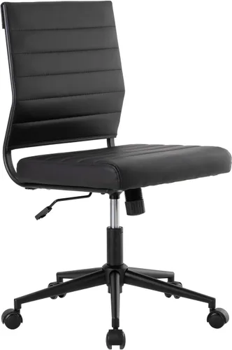 Okeysen Silla de escritorio de oficina sin brazos, ergonómicas giratorias negras sin brazos para sala de conferencias, altura ajustable, silla de