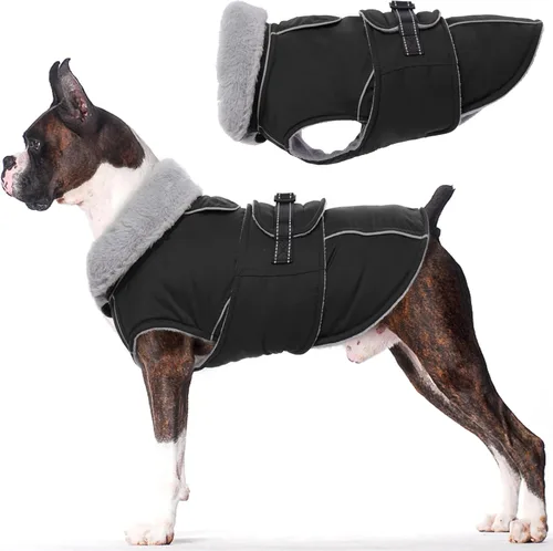 Miniatura 21 de Lelepet Abrigo cálido para perros – Chaleco reflectante impermeable de vellón con hebilla ajustable de gancho y bucle, chaqueta de invierno Rojo