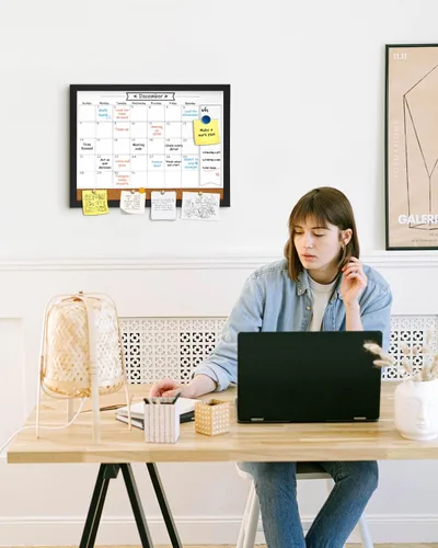 Miniatura 6 de Calendario de borrado en seco para pared, pizarra magnética de borrado en seco de 13 x 17 pulgadas, pizarra de borrado en seco y tablero de Blanco