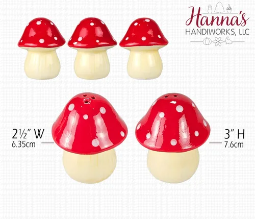 Miniatura 5 de Juego de salero y pimentero de hongos, adorables cocteleros de hongos rojos y blancos para decoración del hogar, función de mesa y regalo de Diseño