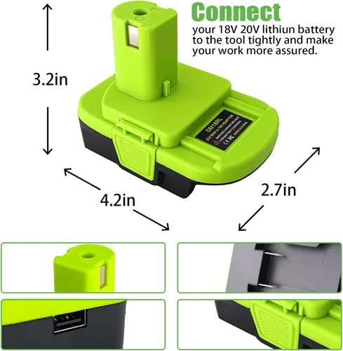 Miniatura 5 de Adaptador de batería DM18RL para Ryobi 18V Power Tool, convertidor de adaptador para Dewalt 20V y para batería Milwaukee M18 de 18 V para reemplazar