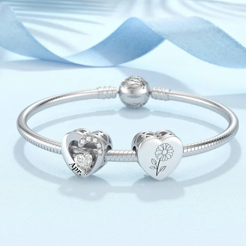 Miniatura 18 de SEVENWELL Dijes de piedra natal con flor grabada para el mes de nacimiento, pulsera de plata de ley 925, feliz cumpleaños para mujer