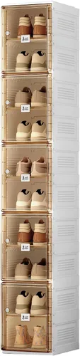 Miniatura 7 de ANTBOX Caja de almacenamiento organizadora de zapatos, zapatero plegable portátil para armario con puerta transparente magnética, contenedores