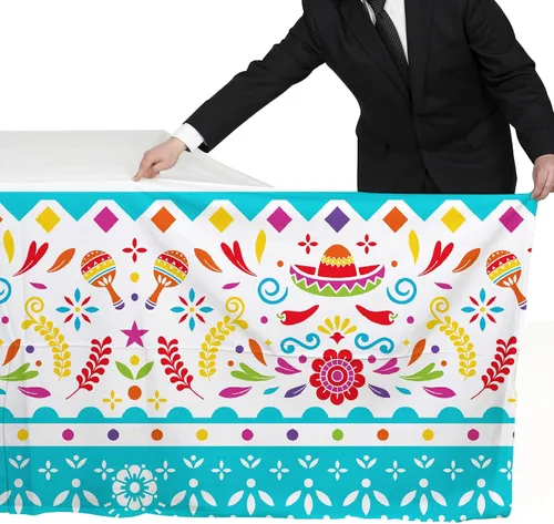 Miniatura 6 de Gatherfun Suministros para Fiestas y Decoraciones del Cinco de Mayo - Ultimate Paquete de 2 Suministros para Fiestas Mexicanas con Vibrante Mantel