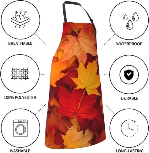 Miniatura 7 de Delantales florales azules para el hogar, 2 bolsillos, 33 x 28 pulgadas, para hombres y mujeres, diseño floral gris, impermeable, para manualidades
