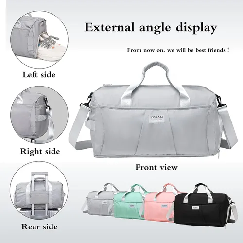 Miniatura 3 de YESYBC Bolsa de viaje de gimnasio para mujeres y hombres, bolsa de transporte para fin de semana para mujeres con compartimento para zapatos