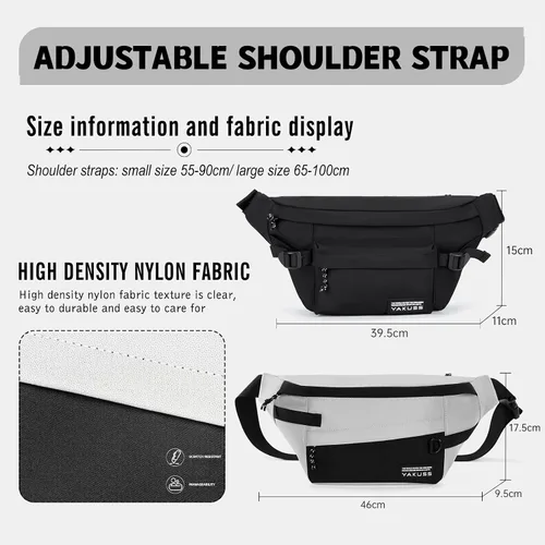 Miniatura 6 de Riñoneras para hombres y mujeres, bolsa de cintura cruzada delgada, bolsa antirrobo para viajar y entrenar (Negro-02, S)