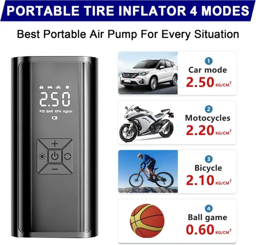 Miniatura 4 de 4 almohadillas de elevación para Tesla Model 3/Y/S/X con kit de reparación de neumáticos y bomba de inflado digital de neumáticos, compresor