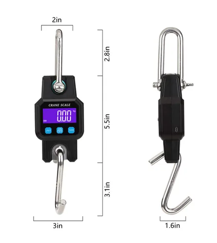 Miniatura 2 de Klau - Báscula digital portátil recargable para grúa, color negro, 300 kg/600 lb Heavy Duty, pantalla LCD con luz de fondo, para la caza