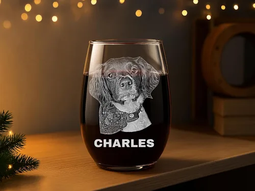 Miniatura 4 de Copa de vino sin tallo con foto de perro grabada personalizada, regalo personalizado para amantes de los perros, recuerdo conmemorativo de mascotas