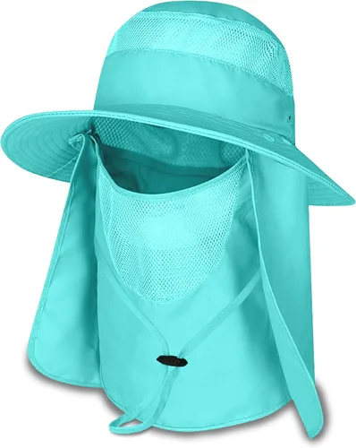 Miniatura 10 de Sombrero de pesca Sun Bonnie para hombres y mujeres, protección UV, gorra ligera, ala ancha, solapa desmontable para el cuello y cubierta facial