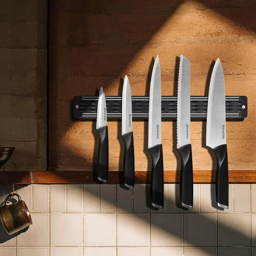 Miniatura 6 de Juego de cuchillos negros de 6 piezas con tira magnética para pared, juego de cuchillos magnéticos ultra afilados para cocina, apto