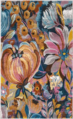 Miniatura 2 de Unique Loom Blossom Collection - Alfombra rectangular (2 x 3 pies, rectangular, multicolor y negro)