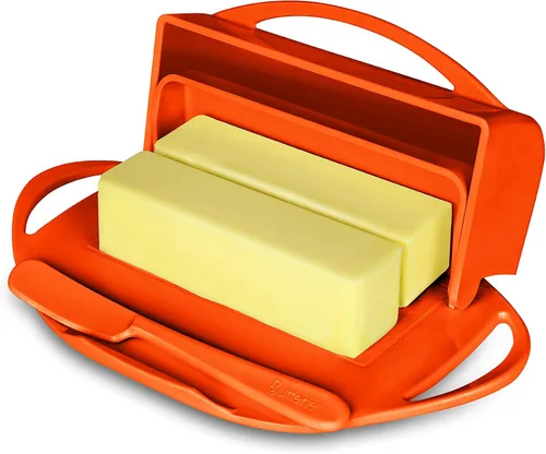 Miniatura 4 de Butterie Mantequillera abatible con tapa y esparcidor de cuchillos a juego para encimera con pinzas para tostadora, bandeja de mantequilla sin