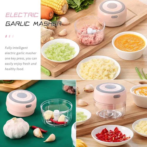 Miniatura 6 de Mini picador de ajo eléctrico, picador de cebolla USB de 100 ml, procesador de alimentos pequeño portátil para jengibre, chile, verduras