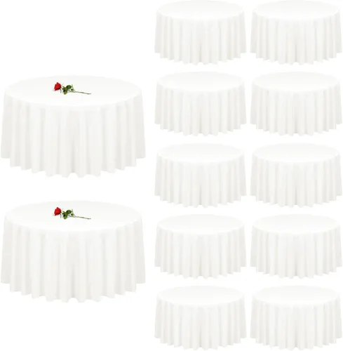 Miniatura 15 de 12 paquetes de manteles blancos, 52 x 52 pulgadas, manteles lavables de poliéster resistentes a manchas y arrugas para mesas cuadradas, mantel