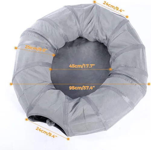 Miniatura 6 de PAWZ Road Cama Túnel para Gatos, Túnel Grande de Dona para Gatos de Interior, Tubo Plegable para Gatos con Alfombrilla Central, Agujero