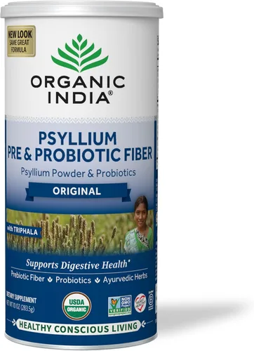 Miniatura 8 de ORGANIC INDIA Polvo de cáscara de psyllium – Suplemento de fibra pre y probiótica, suplemento de fibra de cáscara de psyllium orgánica con cáscara