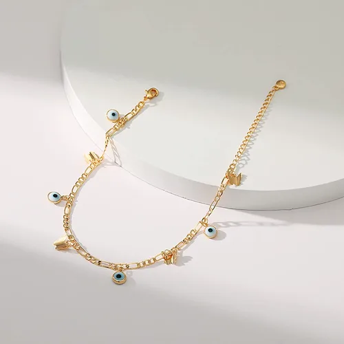 Miniatura 10 de Tobillera para mujer, chapada en oro de 18 quilates, tobillera con dije de oro, impermeable, para verano, playa, cadena de pie, joyería para regalos