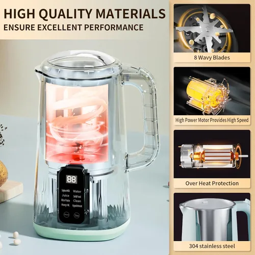 Miniatura 3 de Máquina para fabricar leche de nueces, 28 onzas, automática 8 en 1 de operación silenciosa, máquina de leche de soja, almendras caseras, coco, jugo