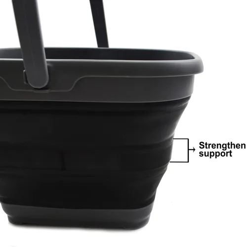 Miniatura 4 de SAMMART Cesta rectangular plegable de 10 litros (2.6 galones) (gris/negro (juego de 2))