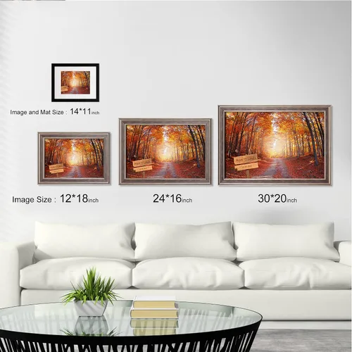 Miniatura 3 de Autumn Path - Lienzo personalizado o impresión fotográfica y obra de arte enmarcada con nombres de pareja, fecha especial en impresiones, gran