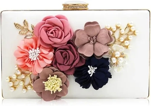 Miniatura 6 de QUUL Bolso de mano para mujer, bolso floral para fiesta, boda, noche