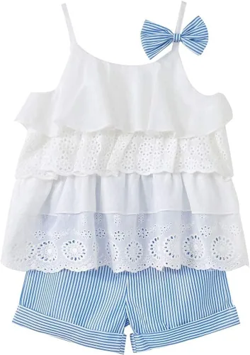 Hipea Ropa de verano para bebés y niñas pequeñas, con volantes, camisola de lunares y pantalones cortos casuales, ropa para niñas recién nacidas