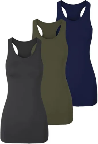 Miniatura 20 de TAIPOVE Camisetas largas sin mangas para mujer de algodón para capas con espalda cruzada extra largas para ropa deportiva, paquete de 3