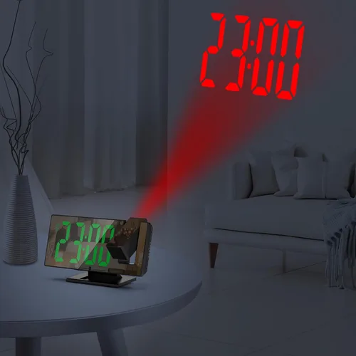 Miniatura 7 de ORIA Reloj despertador de proyección, reloj despertador electrónico LED, reloj despertador de escritorio con espejo de 7.8 pulgadas con temperatura