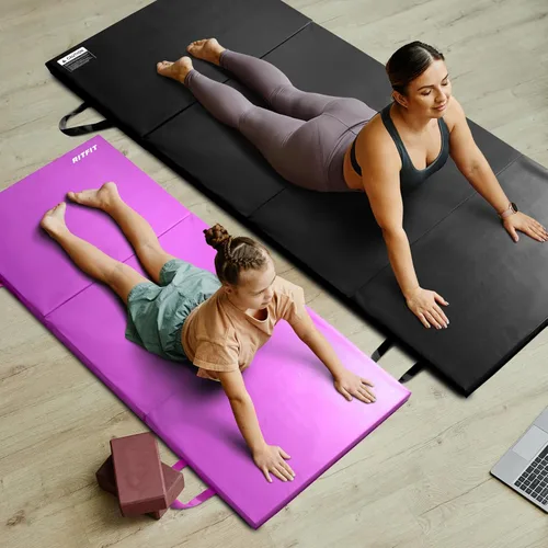 Miniatura 7 de RitFit Upgraded Folding Exercise Mat, 2 Inch Thick Gymnastics Mat 3’x6’,4’x8’,4x10’,2'x8' with Carrying Handles for Yoga, MMA, Stretching, Core
