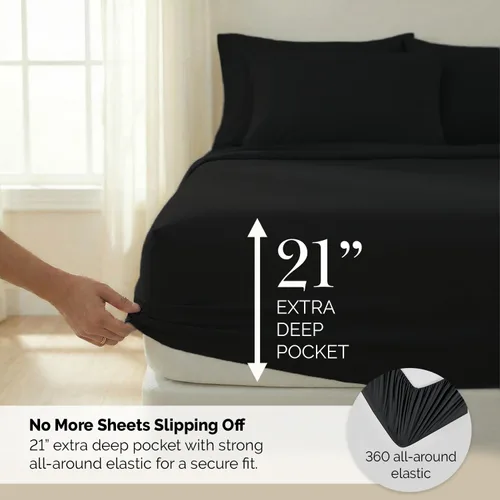 Miniatura 48 de Southshore Fine Living, Inc. Juego de 7 piezas de sábanas King divididas para cama ajustable, juego de sábanas King divididas con bolsillo de 21