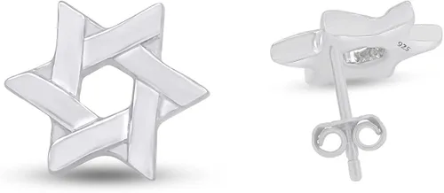 Miniatura 3 de Pendientes mesiánicos con forma de estrella de David en oro sobre plata de ley por Jewel Zone US