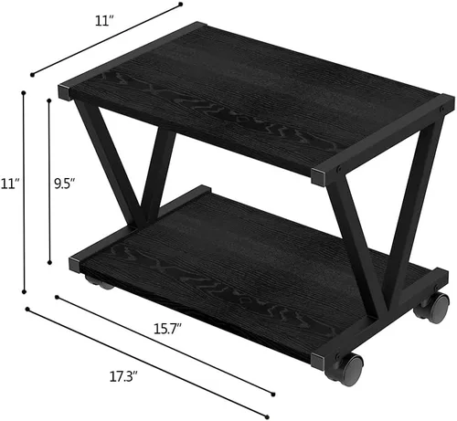 Miniatura 4 de VEDECASA Soporte de escritorio retro para impresora con 2 niveles de madera, estante moderno de madera para libros y organizador de almacenamiento