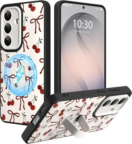 Miniatura 77 de Funda magnética compatible con Samsung Galaxy S25 Ultra para mujeres y hombres, estética flor de durazno, correa de muñeca ajustable incorporada
