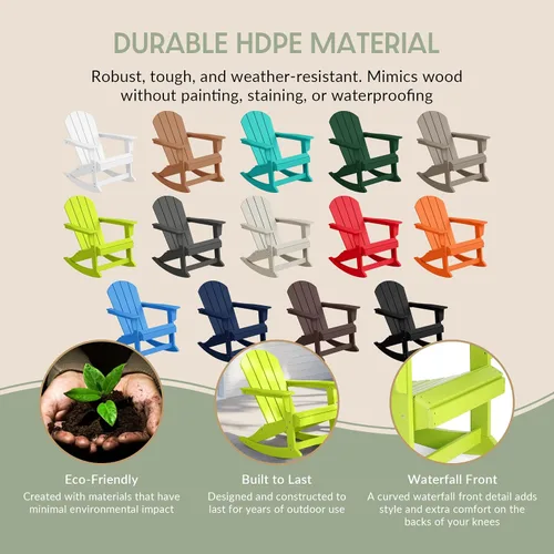 Miniatura 8 de WestinTrends Malibu - Sillas mecedoras Adirondack para patio al aire libre con juego de mesa auxiliar, lima