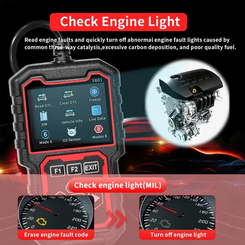 Miniatura 3 de V601 Escáner de Diagnóstico Profesional OBD2 - Lector Rápido de Códigos de Luz de Verificación del Motor, Probador de Voltaje, Preparación I/M