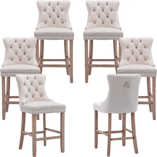 Miniatura 40 de Juego de 2 taburetes de bar giratorios de altura de mostrador, modernos taburetes de bar para isla de cocina, taburetes de bar grises con respaldo