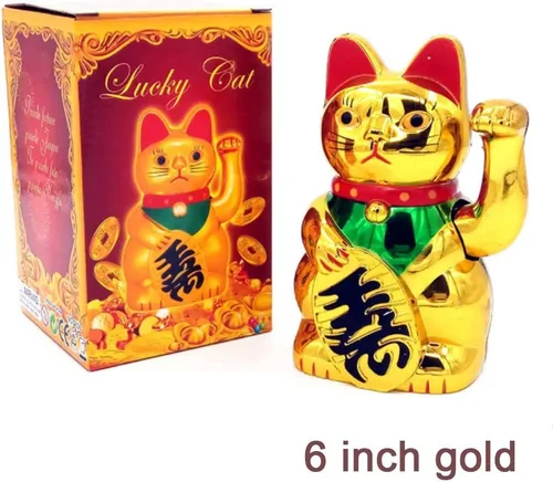 Miniatura 2 de Ochine Lucky Cat Waving Arm Gold Cat Feng Shui Lucky Fortune Cats Luck Beckoning Waving Wealth Cat Maneki Neko Bienvenido Lindo Gato Hogar Display