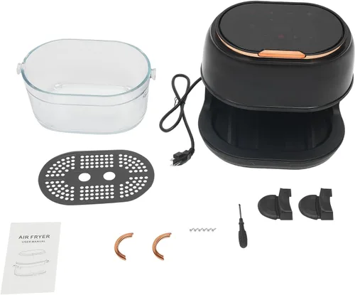 Miniatura 7 de Freidora de aire de vidrio de 4.2 cuartos con pantalla táctil, control de temperatura de 140 a 374 °F, preajuste inteligente de 24 horas, Negro