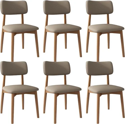 Miniatura 25 de YVYKFZD Solid Wood Dining Chairs, Kitchen Chairs Set with Curved Backrest, Leather Upholstered Dining Room Chair, Armless Living Room Chair, for