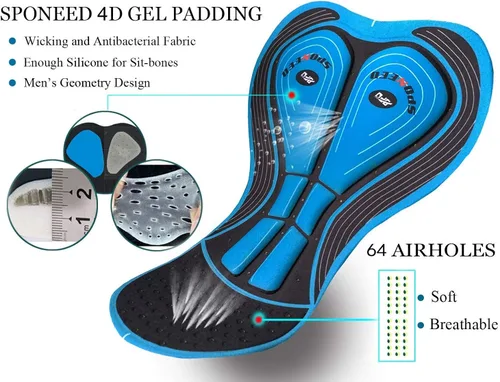 Miniatura 8 de sponeed Pantalones cortos de ciclismo para hombre, pantalones acolchados para ciclismo, ropa de ciclismo